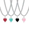 Design 925 Sterling Silver Beads Necklaces For Women Jewelry With Pink Blue Red Black Color Enamel Heart Necklace Whole Y22031247f