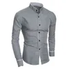 Men s Casual Shirts Spring Solid Color Simple Korean Version Slim Fit Long Sleeve Shirt 231025