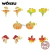 Stud WOSTU 2023 Automne Série 925 Sterling Silver Feuille Citrouille Boucles d'oreilles Boucles d'oreilles pour femmes Fine Bijoux Cadeau YQ231026