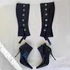 Bottes longues détachables en deux pièces, longueur genou pour femmes, bout pointu ancien moyen, talons fins, bottes courtes hautes à la mode