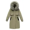 Damen-Parka mit Daunenpelzkragen, langer Kapuze, Winterjacke, Damen, verstellbare Taille, herausnehmbares Baumwollfutter, Mantel, zwei Möglichkeiten zu tragen