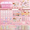 Adesivos de brinquedo infantil Diy Goo Card Sticker Set Stereo Patch e Dress UP Sticker Hand Account Conjunto completo de material Caixa de armazenamento Presente de papelaria infantil 231025