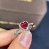 Band Rings Simple Classic Silver Color Heart Engagement for Women White Red Cz Stone Inlay Fashion Jewelry Wedding Party Gift 231025