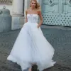 Robe de mariée longue en Tulle et perles, élégante, sans manches, ligne A, traîne de balayage, sur mesure, robes de soirée pour femmes