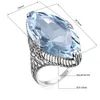 Pierścienie ślubne ręcznie robione 925 srebrny pierścionek srebrny markizowa Akwamaryna dla kobiet 14 26 mm duży kamień biżuterii kwiat niestandardowy 231025