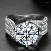 Anneaux de mariage Moissanite européenne et américaine tournant 3 rangées de fleurs torsadées 6 bague en Zircon bijoux féminins cadeau de saint valentin