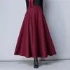 Kjolar vinter kvinnor lång ull kjol mode hög midja grundläggande ullkjolar kvinnliga casual tjock varm elastisk a-line maxi kjolar o839 231025