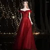 Roupas étnicas Elegante Um Ombro Lantejoulas Francês Hepburn Chiffon Vestido de Noite Cheongsam Back Bandage Prom Fomail Vestido Vestidos de Noche