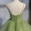 エスニック服エレガントなプリンセススタイルQipaoトレーニングVestidos de Festa Green Meshイブニングドレス女性ストラップレスセレブバンケットガウン