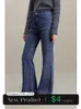 Kvinnors jeans ziqiao retro stil hög midja svart bootcut för kvinnor 2023 Autumn Winter High Street Tall Slim Long Pants Female