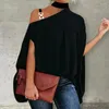 Women's Blouses Casual Top Plus Size Lady Blouse High Collar Cloak Design Trendy Batwing Sleeve For Daily Wear