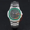 Montres-bracelets 5711/113P-001 Emerald Baguette Bezel Automatique Mens Montre Gris Texture Cadran Bracelet En Acier Inoxydable 2023 Top