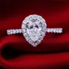 3Ct Peervorm Synthetische Diamanten Trouwring voor Vrouwen Echt 925 Sterling Zilveren Sieraden Wit Vergulde Belofte Ring voor Her293f
