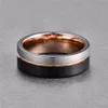 VAKKI Uomo 8mm Anello in tungsteno Nero Oro rosa Fascia nuziale Anello di fidanzamento Gioielli da festa da uomo Bague Homme224d