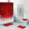 Tende da doccia Albero di Natale Stampa 3D Tenda da doccia Poliestere Impermeabile Campana rossa Tappetino Set da toilette Accessori da bagno A prova di muffa 231025