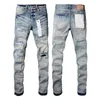 2023purple jeans designer jeans hommes jeans hommes genou skinny taille droite 28-40 moto tendance longue droite trou High Street denim jeans en gros pour hommes