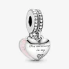 100% 925 Sterling Silver Mother Daughter Hearts Dingle Charms Fit Original Europeisk charmarmband Women Wedding Engagem291w