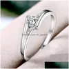 Кольца Sier Кольца для женщин Круглое кольцо с кристаллами Обещание Обручальное обручальное кольцо Прямая доставка Dhgarden Otx8M
