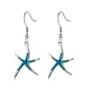 Dangle Earrings Luxury White Blue Green Opal Starfish Cute Animal Sea Star Drop For Women Vintage Silver Color