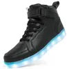 Klänningsskor Mens och Womens High Top Board Childrens Lysande LED -ljusspegel Läderpanel Stora 2547 231025