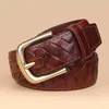 Belts Weaving Belt Copper Buckle Designer Genuine Leather For Men Woven Male Strap Braided Man 3.8cm width belt for Jeans YQ231026