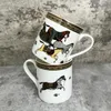 Tasses 2 pièces cheval os porcelaine tasse à café européenne après-midi thé ensemble poignée dorée tasses café fête boisson cadeau Bo