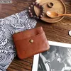 Brieftaschen Echtes Leder Brieftasche Männer Vintage Handgemachte Kurze Geldbörse Kleine ID Halter Reißverschluss Münzfach Geld Tasche Frauen