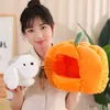 Stuffed Plush Animals Cat Plush Toy Stuffed Soft Dog Doll Comfortable Sleeping House Pumpkin Shape Pet Decoration Children Gift