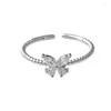 Anelli a grappolo 925 Anello zircronico con farfalla in argento sterling Regalo di compleanno aperto per le donne gioielli
