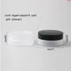 50 g tom frost Pet Cream Jar Pot med vita svarta klara lock med PE Pad 5/3oz kosmetisk containertrådstorlek 67mm 24pcsgood wdsnw