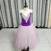 Stage noszenie bez rękawów Purple Blue Red Ballet Tutu Professional Kids Child Long Dance Romantic Tutus for Girls Ballerina Dress