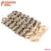 Mänskliga hårbulkar 24 "Deep Wavy Twist Crochet Syntetiska afro lockiga flätor 300 g ombre blond flätning för kvinnor 231025