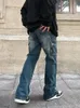 Męskie dżinsy męskie stylowy moda młodzieńcza amerykański styl Pockets Projekt przycisku