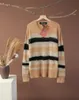 womens Sweaters Autumn and Spring loro piano V-neck Striped Cashmere Sweater