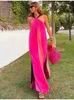 Basic Casual Dresses Sexy Strapless Gradient Halter Maxi Robes Women Contrasting Colors Loose Elegant Dresses Lady Backless Sleeveless Long Beachwear T231026