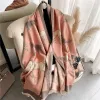 겨울 말 동물 스카프 캐시미어 여성 디자인 프린트 두꺼운 따뜻한 담요 목도리와 랩 부 폰다 럭셔리 파시미나 스톨