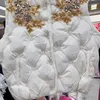Coletes femininos trabalho pesado frisado diamante flores curto algodão colete imitação vison cashmere gola emenda sem mangas colete
