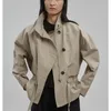 Trench da donna Giacca corta Autunno da lavoro Vento con coulisse Design Senso del cappotto Retro Semplice Tempo libero Versatile