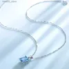 Pendant Necklaces UMCHO Gemstone Nano Blue Topaz Pendants Necklaces for Women Brand Fine Jewelry Genuine 925 Sterling Silver Square Party Jewelry Q231026