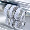 Hip Hop Three Rows 2.5mm Moissanite Full Eternity Wedding Band Special S925 Rings Luxury Diamond Ring for Women