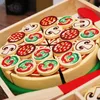 Kitchens Play Food Wooden Pizza Play Food Set Pretend Food And Pizza Cutter Toy For Kids Ages 3+L231026