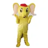 Costumi della mascotte dell'elefante giallo di alta qualità Vestito da festa operato da Halloween Personaggio dei cartoni animati Carnevale Natale Pubblicità Costume da festa di compleanno