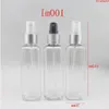 Vaporisateur de bouteilles cosmétiques colorées transparentes carrées de 100 ml, vente en gros, 100 cc avec pompe de pulvérisation argentée, bouteilles de brouillard d'eau de haute qualité Ohjeq
