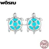 Stud WOSTU 925 Sterling Silber Meeresschildkröte Leuchtende Ohrringe Frauen Ozean Tier Ohrstecker Leuchten im Dunkeln Mädchen Niedlicher Schmuck Geschenk YQ231026