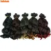 Human Hair Bulks Deep Wavy Weave Bundles Synthetic s Afro Kinky Curly 6PsLot 1418 Inch Ombre Brown For Women 231025