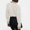 Kadın bluzları moda renk kontrastlı yamalı gömlek üstleri çok yönlü duyu uzun kollu 2023 marka tasarımı kadın