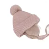 Berets Doit Chapéu de Inverno para Bebê Menina Gorros Proteger Orelhas Sólidas Criança Acrílica Bomber Chapéus Quentes Crianças Earflap Caps 2 a 8 anos