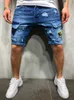 Мужские джинсы летние новые мужские эластичные короткие джинсы уличная одежда карманная мода хип -хоп синий ультра тонкие джинсовые шорты Mens Mens Warl2405