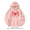 Designer Luxe 555 Klassiek Zilvervos Fluwelen High Street Gepersonaliseerde Spider Man-sweater met capuchon Heren Dames Losvallende herfst en winter Harajuku-stijl top