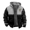 Men's Hoodies Winter Fleece Coat Jackets Outerwear Sweatshirts For Men Zip Up Aztec Patchwork Tribal Graphics Parka Overcoat Hooded